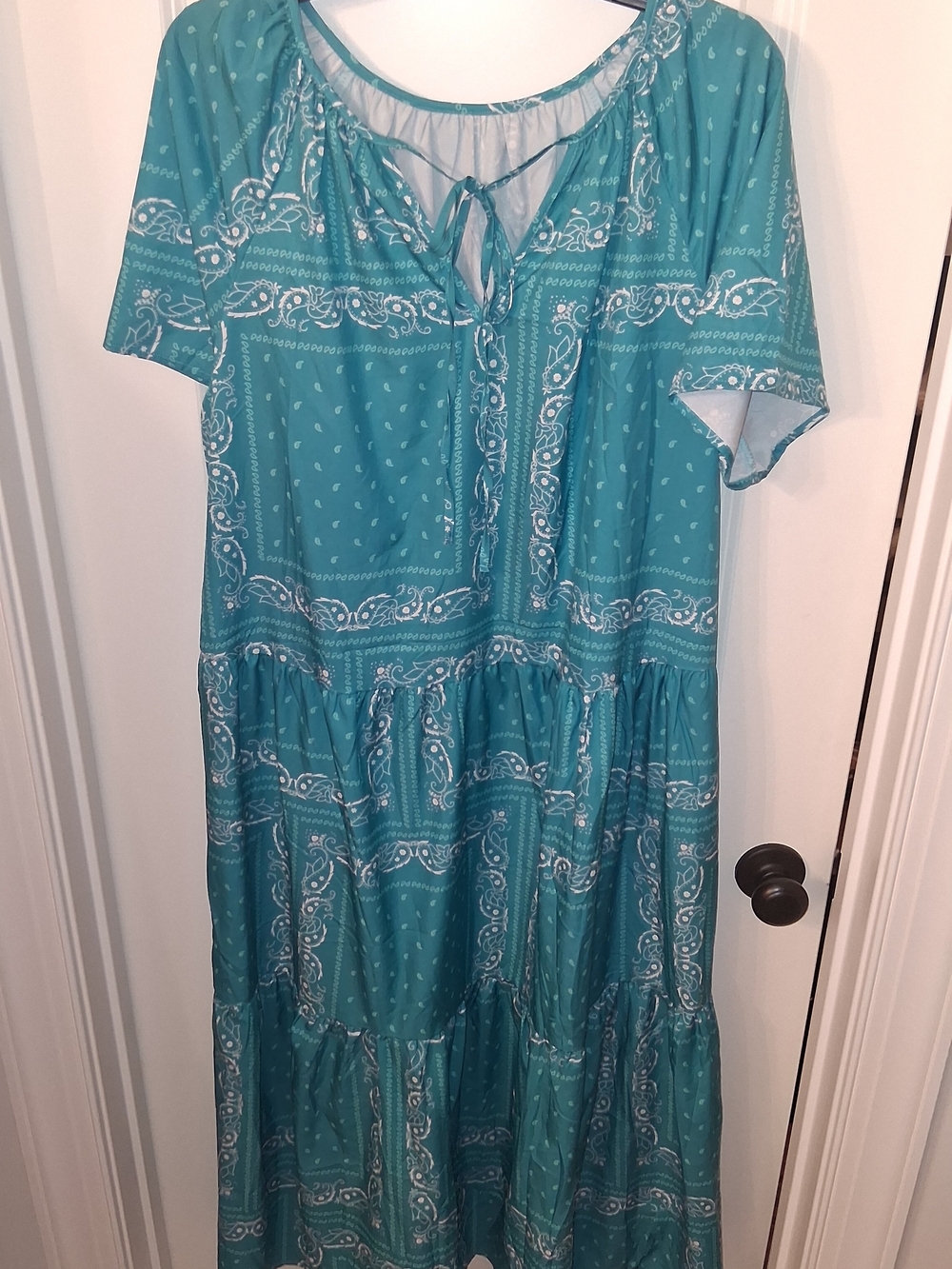Teal Midi Sundress - Women's Boho Beach Dress - Picture 6 of 9